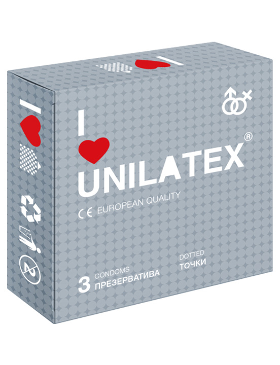 Презервативы Unilatex Dotted, точечные, 3 шт.