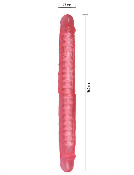 Фаллоимитатор двойной, гнущийся, гелевый, розовый, 39x360 мм