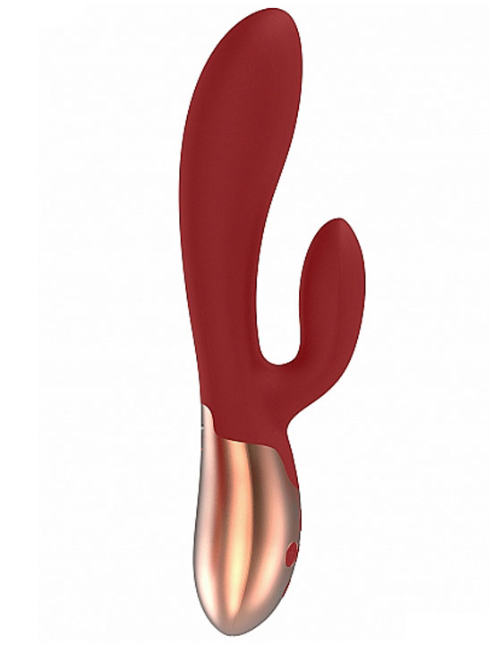 Вибратор Exquisite с функцией нагрева и клиторальной стимуляцией, красный, 34х200 мм