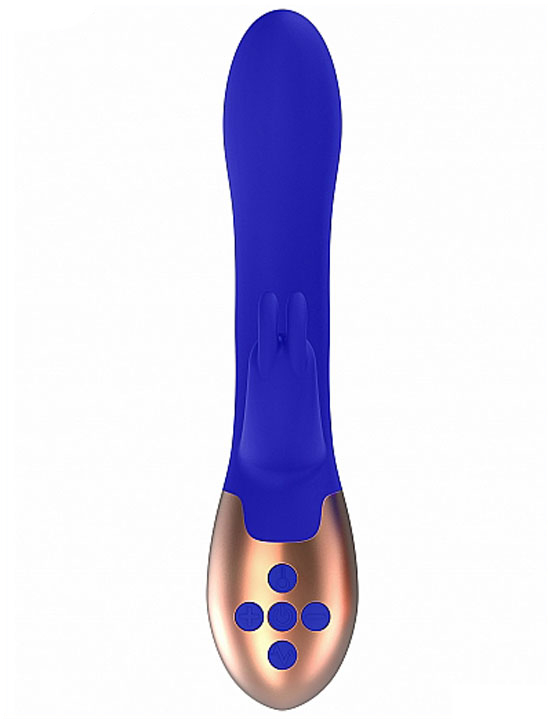 Вибратор Opulent с функцией нагрева и клиторальной стимуляцией, синий, 35х203 мм