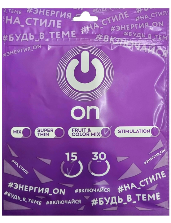 Презервативы ON Fruit&Color ароматизированные, 15 шт.