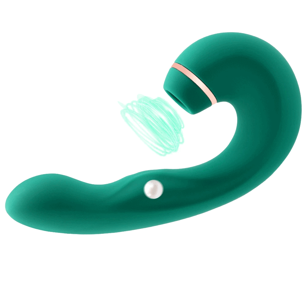 Вибратор с вакуумно-волновой стимуляцией Grace, зелёный, 32x175 мм