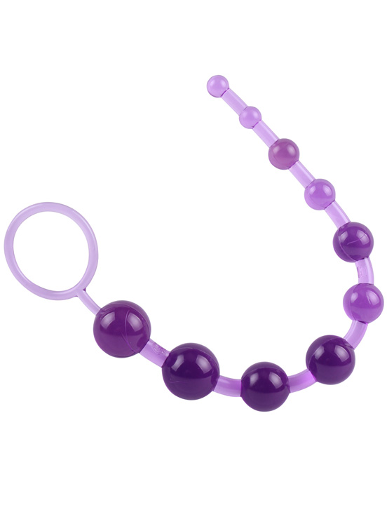 Анальная цепочка из девяти шариков на жёсткой сцепке, фиолетовая