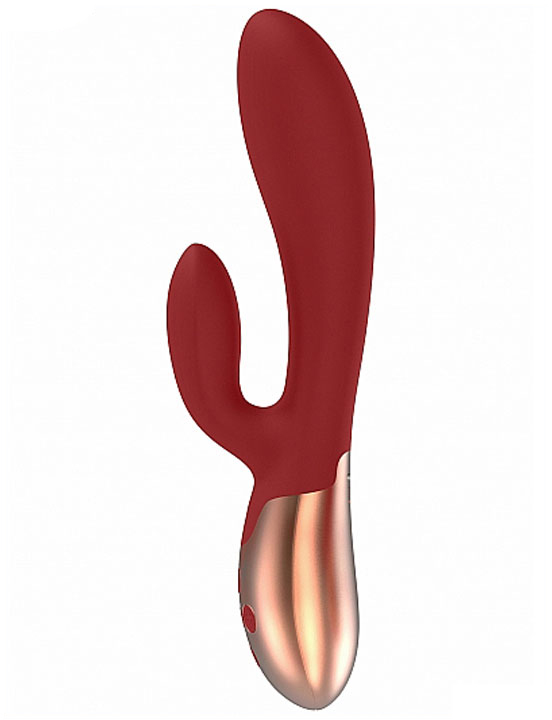 Вибратор Exquisite с функцией нагрева и клиторальной стимуляцией, красный, 34х200 мм