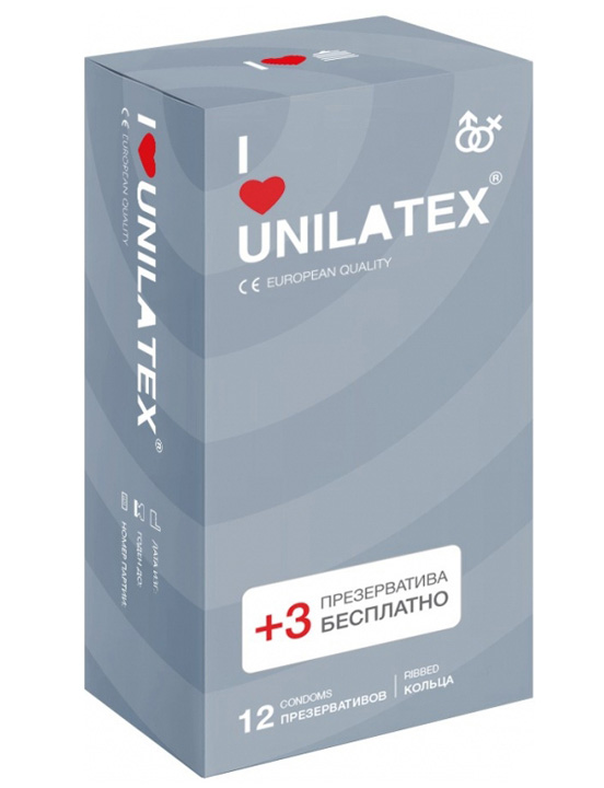 Презервативы Unilatex Ribbed, ребристые, 12 шт.