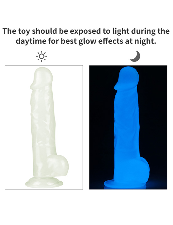 Фаллоимитатор 8.5'' Lumino Play Dildo светящийся с мошонкой на присоске, 45x215 мм