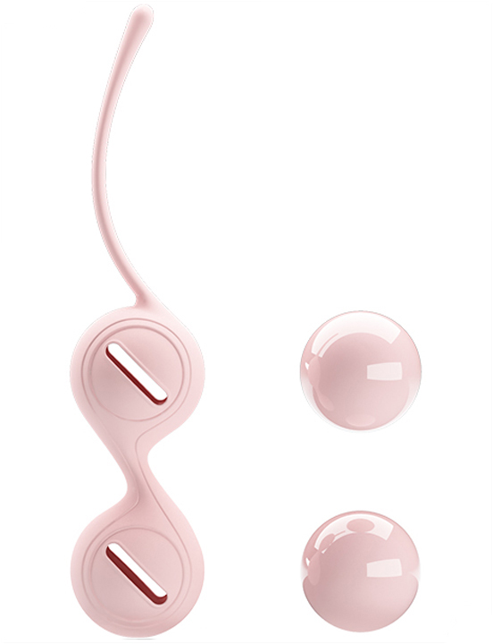 Вагинальные шарики Kegel Tighten UP I со смещённым центром, светло-розовые