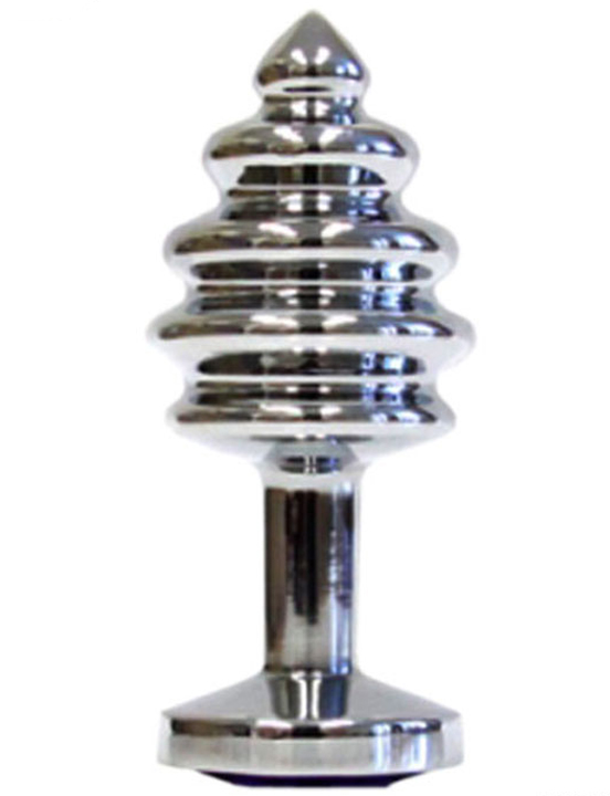 Анальная пробка с изумрудным кристаллом, серебряная, 32x74 мм