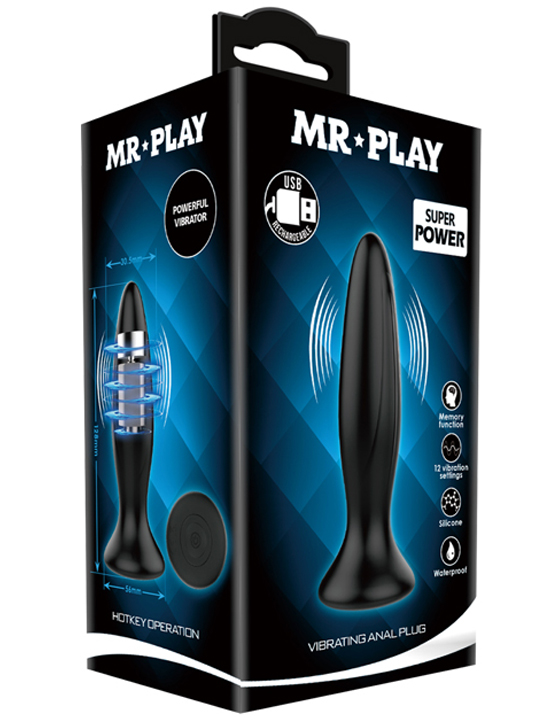 Вибропробка Mr.Play, 12 режимов, силикон, чёрная, 31x128 мм