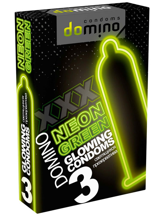 Презервативы Domino Neon Green, 3 шт.