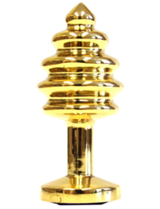 Анальная пробка с чёрным кристаллом, золотая, 32x74 мм