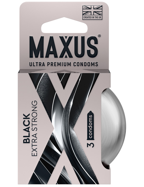Презервативы MAXUS Extra Strong, чёрные, утолщённые, 3 шт., ж/к