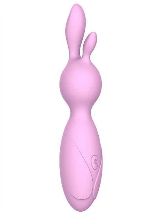 Минивибратор Emily зайчик с ушками, силикон, 12 режимов, розовый, 32х160 мм