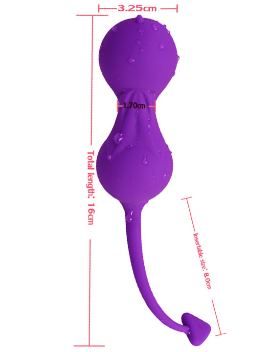 Шарики вагинальные Чёртик, сплошной силикон, фиолетовые, 160x32,5 мм