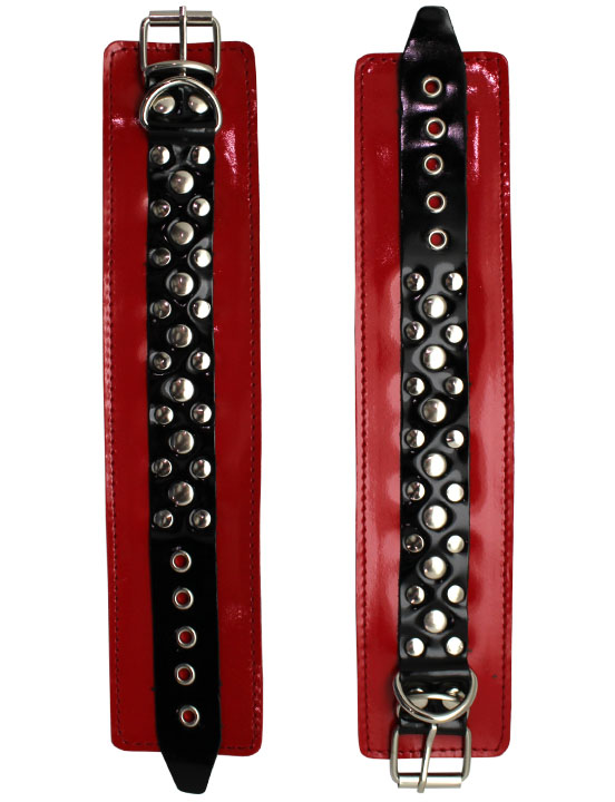 Наручники на мягкой подкладке, лакированные, красные, размер универсальный