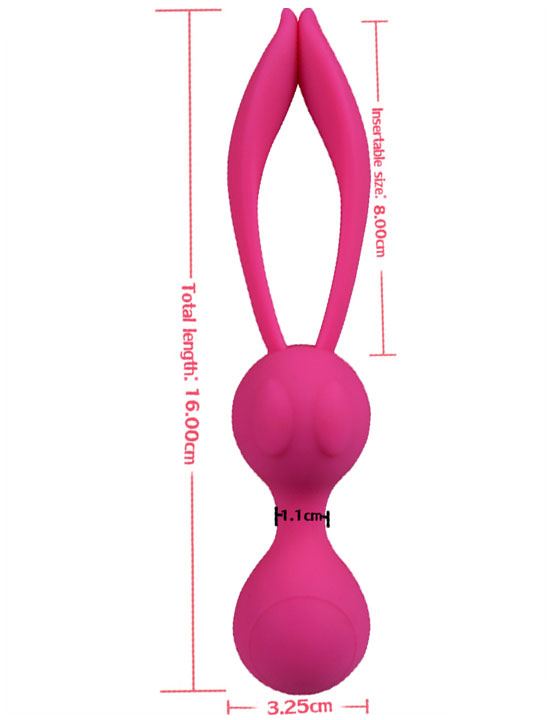 Шарики вагинальные Rabbit, сплошной силикон, розовые, 160x32,5 мм
