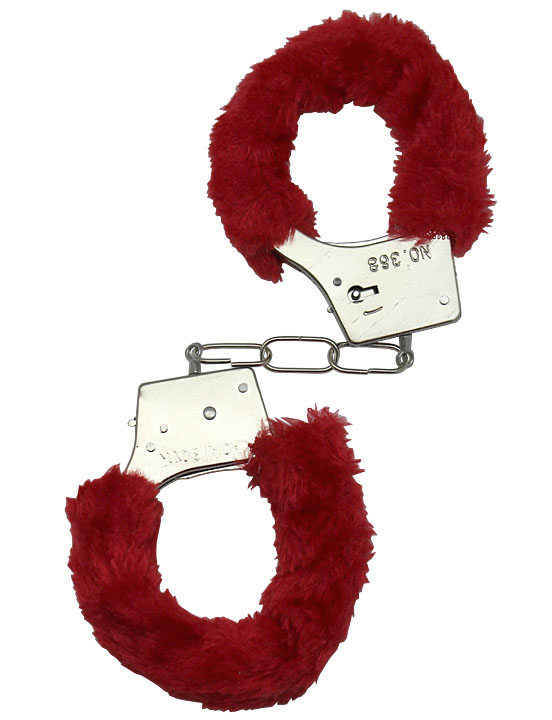 Наручники с мехом, красные