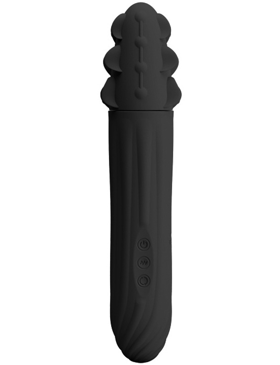 Вибратор AARON с вращающейся головкой, силикон, чёрный, 35x195 мм
