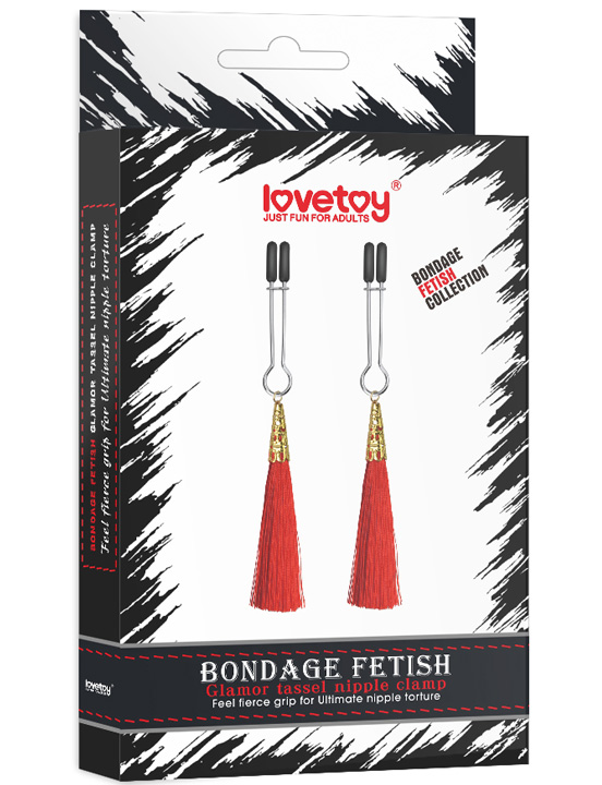 Зажимы Glamor Tassel Nipple Clamp на соски с декоративными красными кисточками