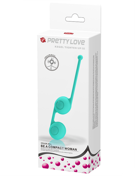 Вагинальные шарики Kegel Tighten UP III со смещённым центром, бирюзовые, 35x170 мм