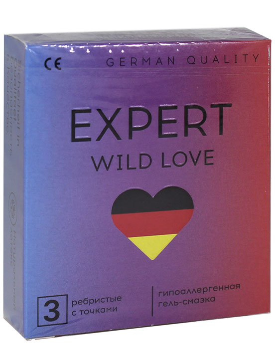 Презервативы Expert Wild Love ребристые с точками, 3 шт.