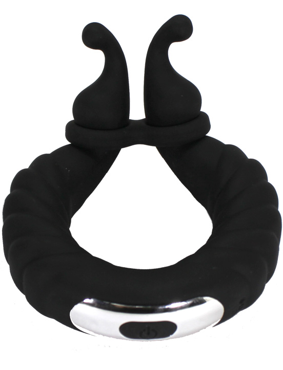 Эрекционное виброкольцо Eroticon Snail с усиками, чёрное