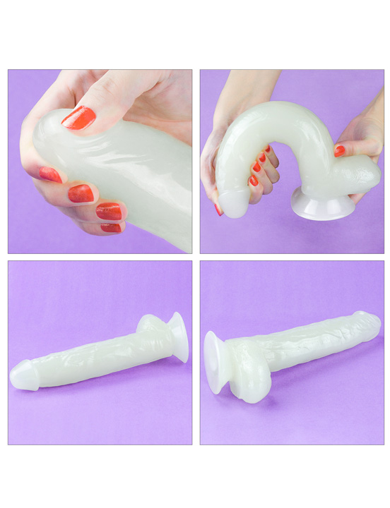 Фаллоимитатор 10'' Lumino Play Dildo светящийся с мошонкой на присоске, 50x260 мм