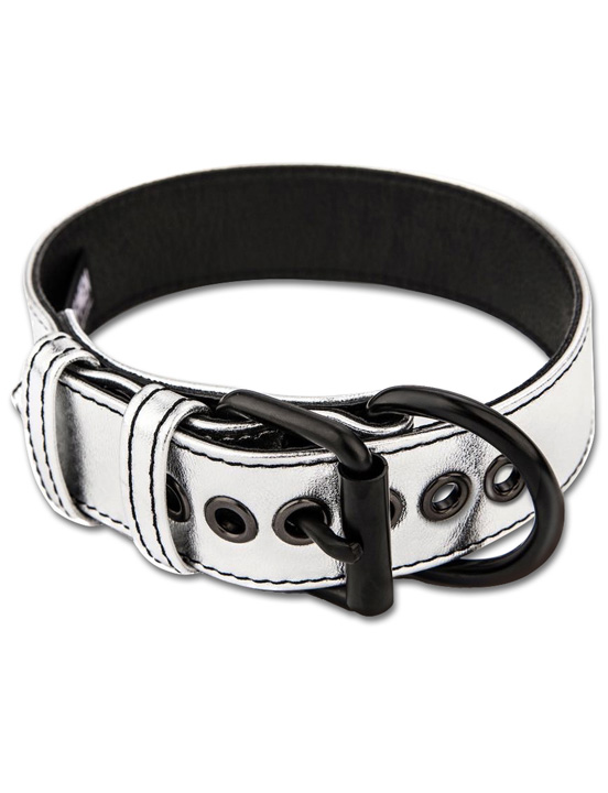Ошейник с цепью Metallic Pup Collar, серебристый