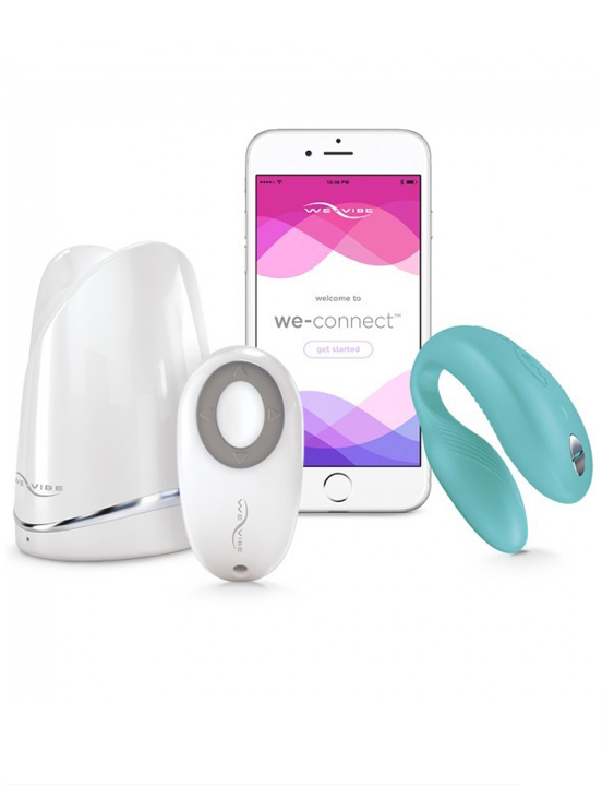 Электровибромассажёр We-Vibe Sync Aqua, с дистанционным управлением, бирюзовый