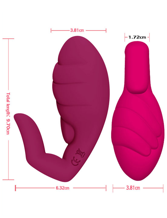 Вибратор клиторальный Jade Hand, сплошной силикон, винно-красный, 97x63x38 мм