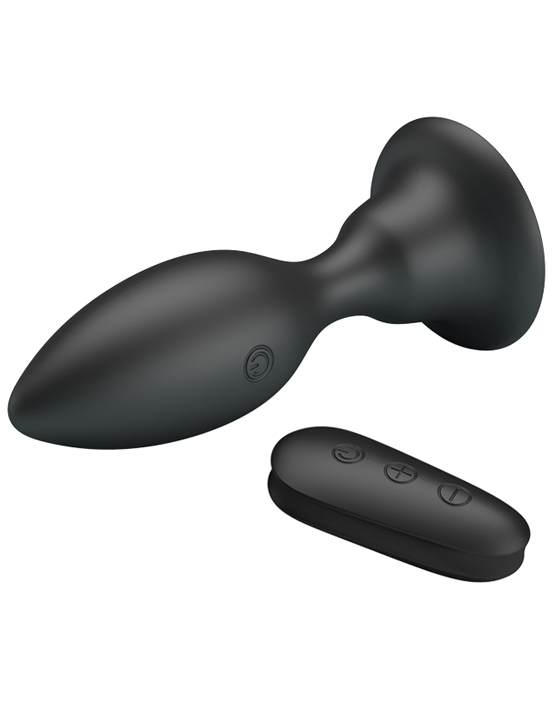 Вибропробка на присоске с пультом Mr.Play, 12 режимов, силикон, чёрная, 34x103 мм