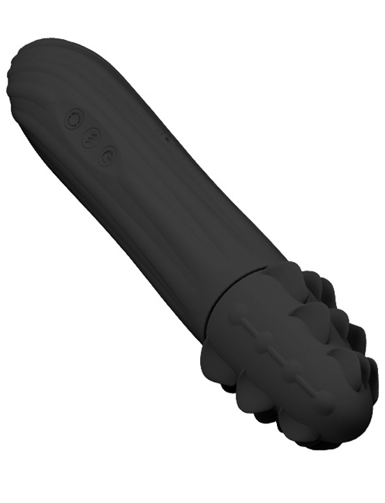 Вибратор AARON с вращающейся головкой, силикон, чёрный, 35x195 мм