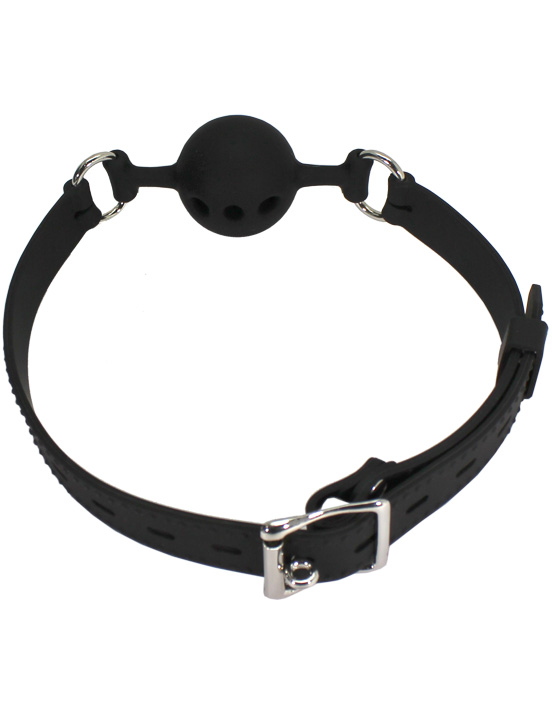 Кляп дышащий с фиксацией, чёрный, силикон