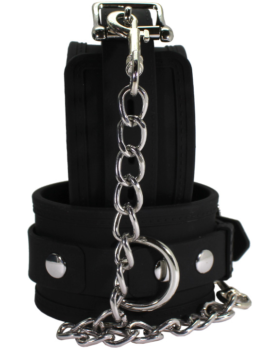 Наручники силиконовые, с фиксацией, чёрные