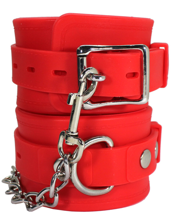 Наручники силиконовые, с фиксацией, красные