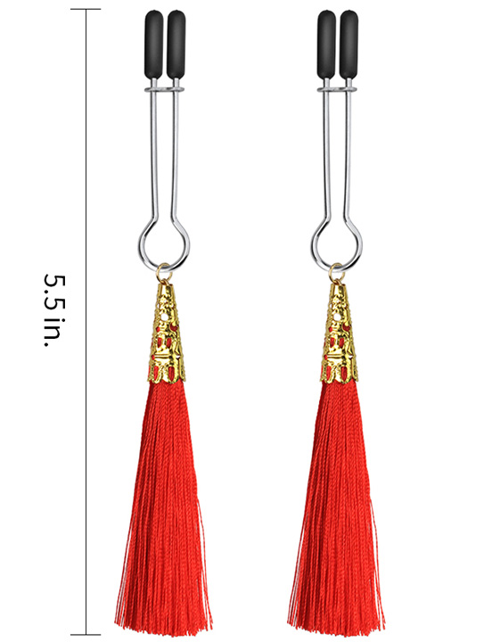 Зажимы Glamor Tassel Nipple Clamp на соски с декоративными красными кисточками