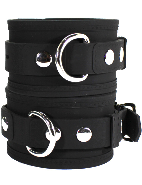 Наручники силиконовые, с фиксацией, чёрные