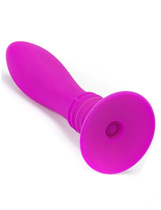 Вибропробка на присоске, 10 видов вибраций, силикон, фиолетовый, 120 мм