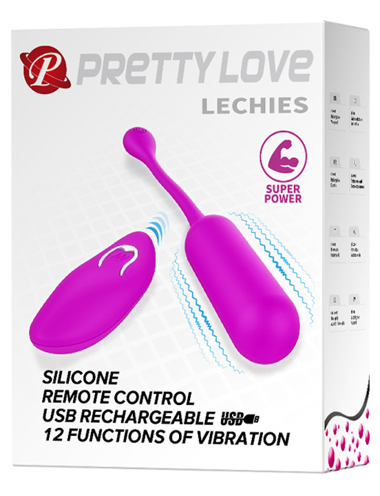 Виброяйцо Lechies с дистанционым пультом, 12 видов вибрации, фиолетовое, 24x72 мм
