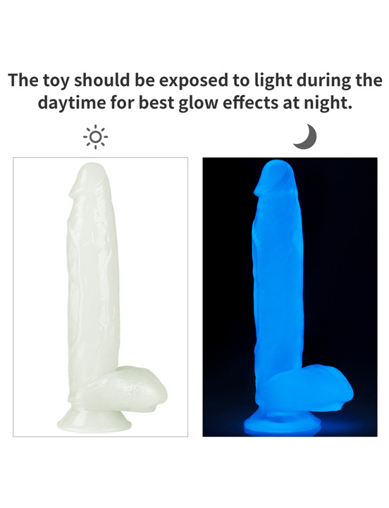 Фаллоимитатор 10'' Lumino Play Dildo светящийся с мошонкой на присоске, 50x260 мм
