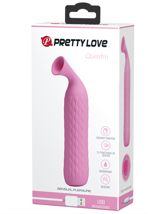 Стимулятор клитора Quentin, вакуумный, розовый, 146 мм