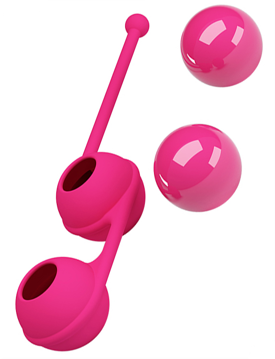 Вагинальные шарики Kegel Tighten UP III со смещённым центром тяжести, розовые 35x170 мм