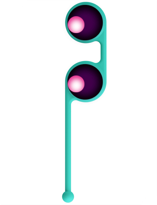 Вагинальные шарики Kegel Tighten UP III со смещённым центром, бирюзовые, 35x170 мм