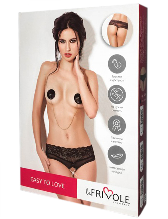 Шортики высокие с доступом и кружевом Easy to love, чёрный, XS/S (40-42)