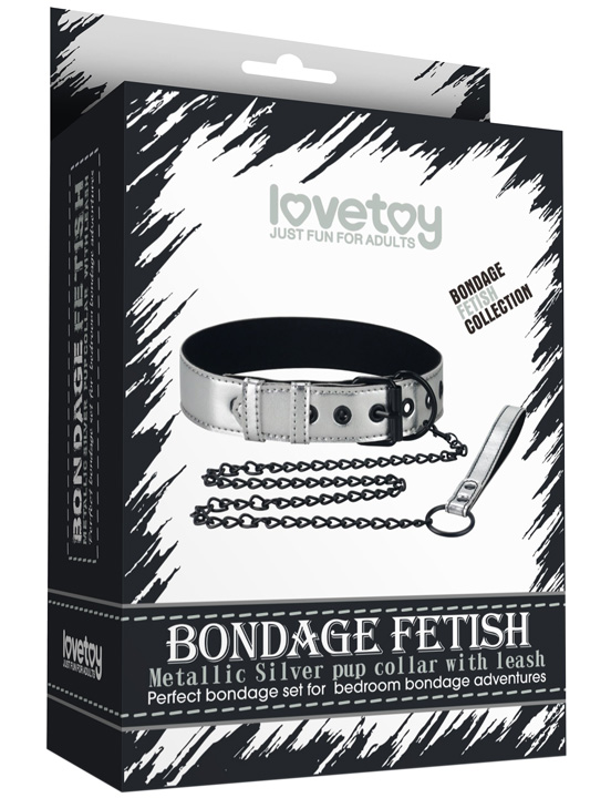 Ошейник с цепью Metallic Pup Collar, серебристый
