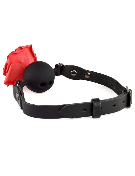 Кляп-шар с розой, чёрный