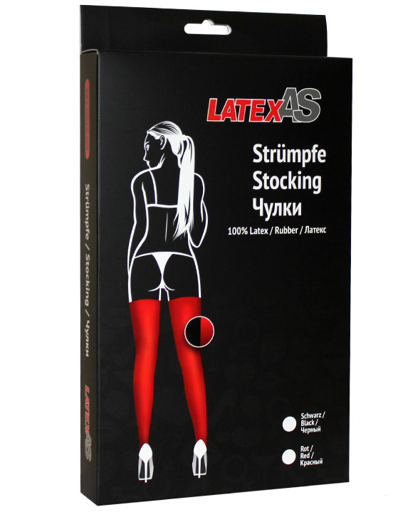 Чулки латексные, красные, размер L