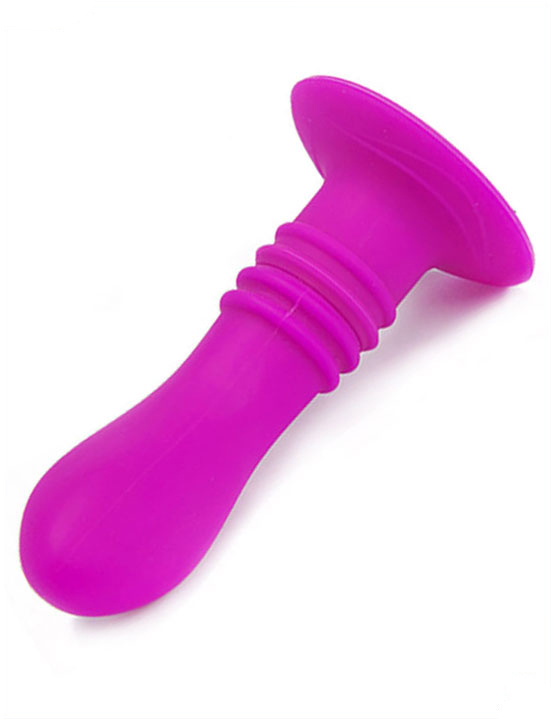 Вибропробка на присоске, 10 видов вибраций, силикон, фиолетовый, 120 мм