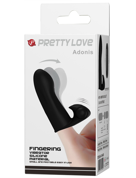 Насадка Adonis на палец с вибрацией, силикон, чёрная, 82 мм