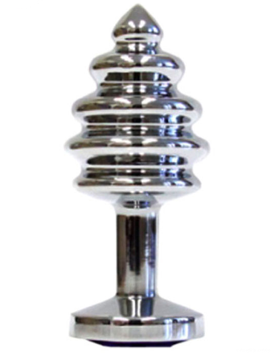 Анальная пробка 32x74 мм с синим кристаллом, серебряная